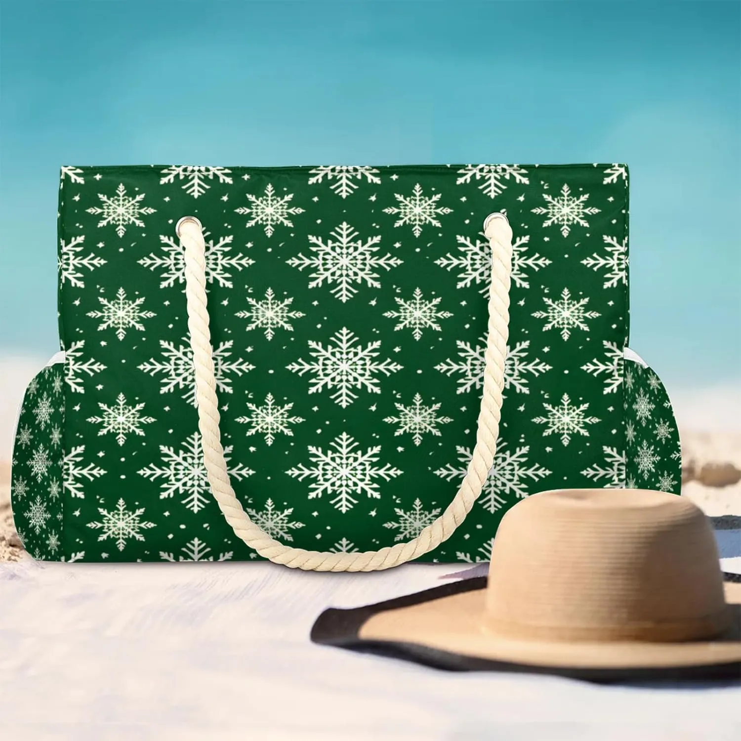 Beach Bags for Women Large Beach Tote Bag, Waterproof Sandproof Swim Pool Bag with Zipper