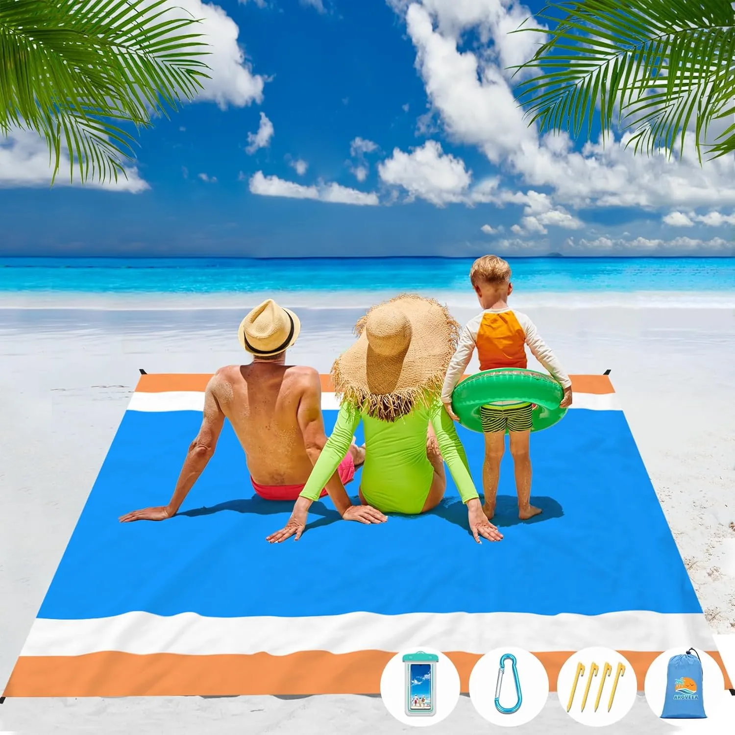 Beach Blanket Waterproof Sandproof 1-7 Adult Oversized 78 ''  81 '' Lightweight Durable Compact Sand Free Beach Mat for Travel Camping Hiking Picnic Blanket
