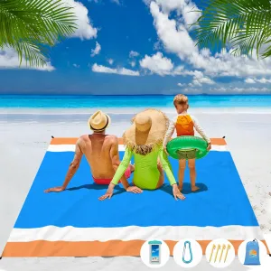 Beach Blanket Waterproof Sandproof 1-7 Adult Oversized 78 ''  81 '' Lightweight Durable Compact Sand Free Beach Mat for Travel Camping Hiking Picnic Blanket