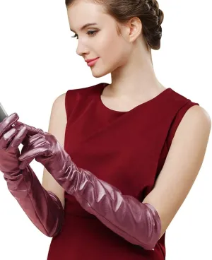 Bellady Long Faux Leather Gloves for Women,Elbow Length Touchscreen Dress Gloves,Cosplay Costume Opera Gloves