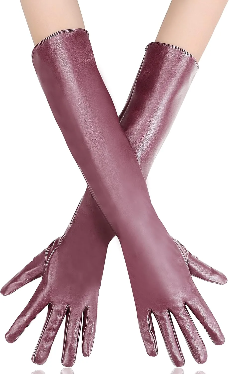 Bellady Long Faux Leather Gloves for Women,Elbow Length Touchscreen Dress Gloves,Cosplay Costume Opera Gloves