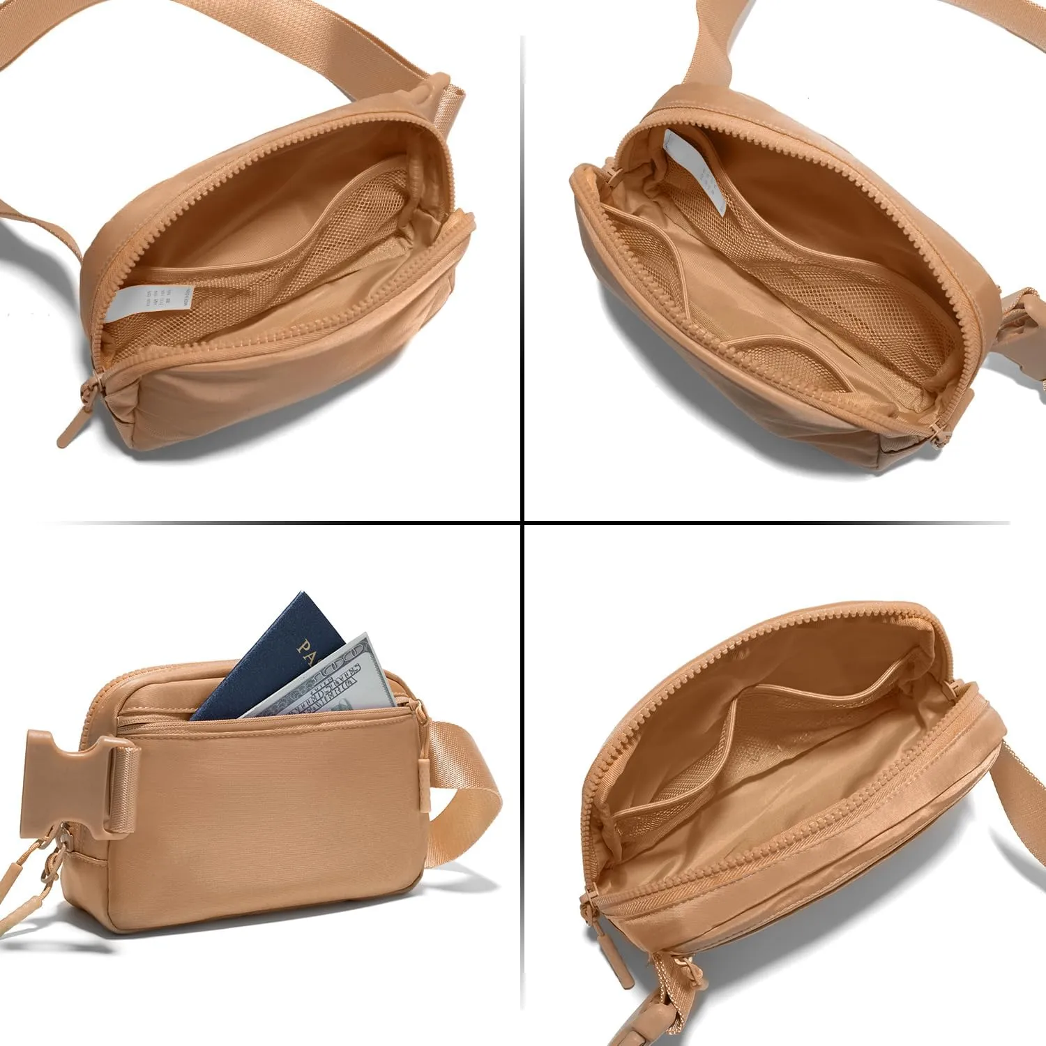 Belt Bag Fanny Packs for Women Crossbody Bags Two-Way Zip Closure Fashion Waist Packs with Adjustable Strap Teen Girl Gifts Trendy Stuff Gifts for Women Teenage Girls(Brown)