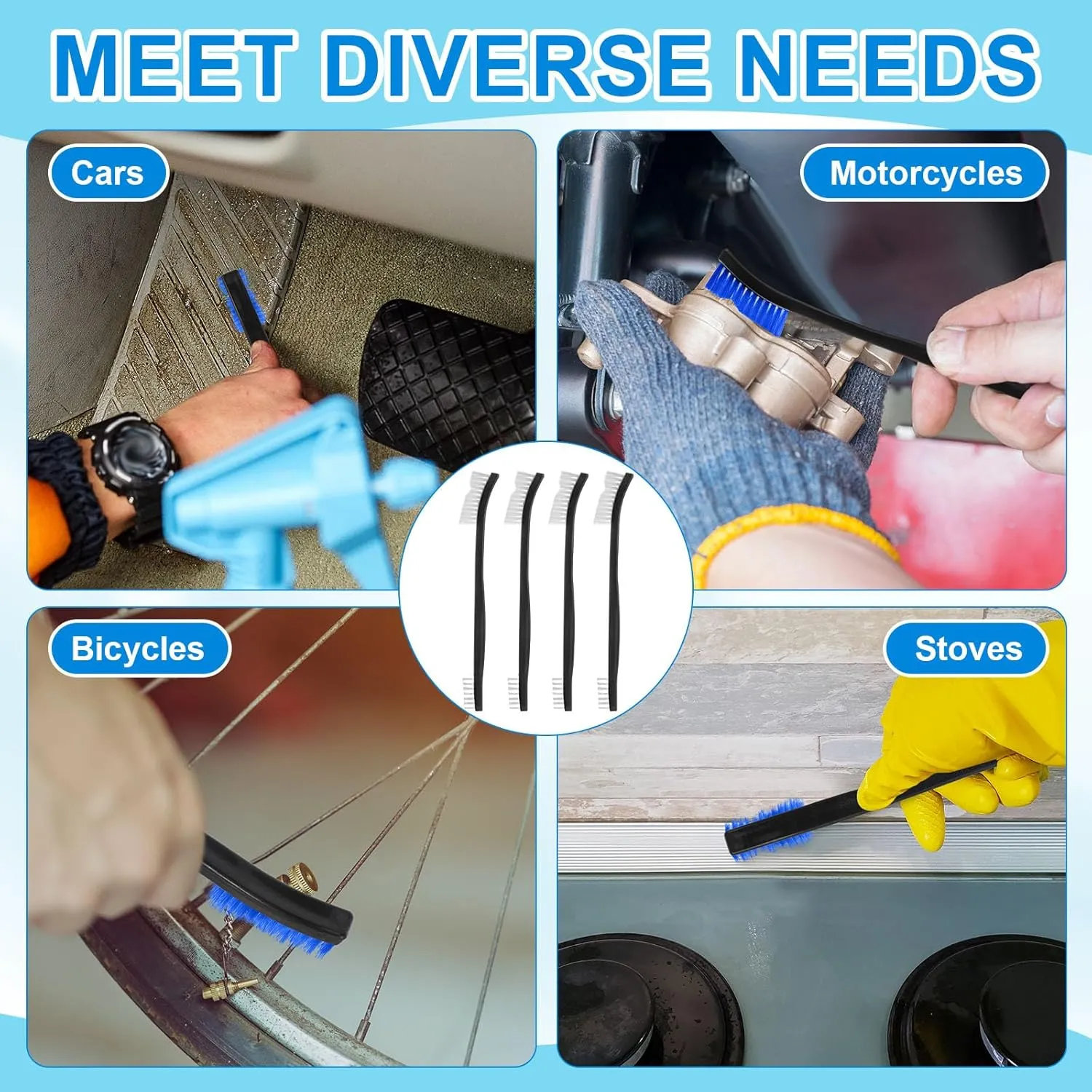 Boao 20 Packs Double-Ended Gun Cleaning Brushes 7 Inch Nylon All Purpose Cleaning Brush with Plastic Handle (Blue)