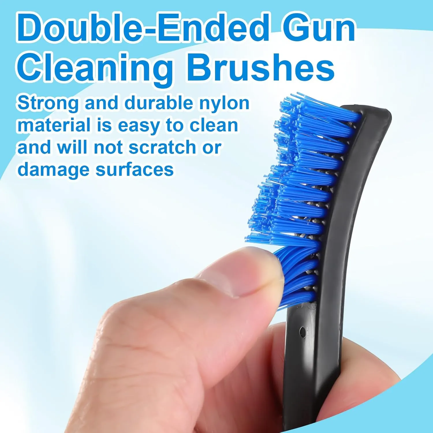 Boao 20 Packs Double-Ended Gun Cleaning Brushes 7 Inch Nylon All Purpose Cleaning Brush with Plastic Handle (Blue)