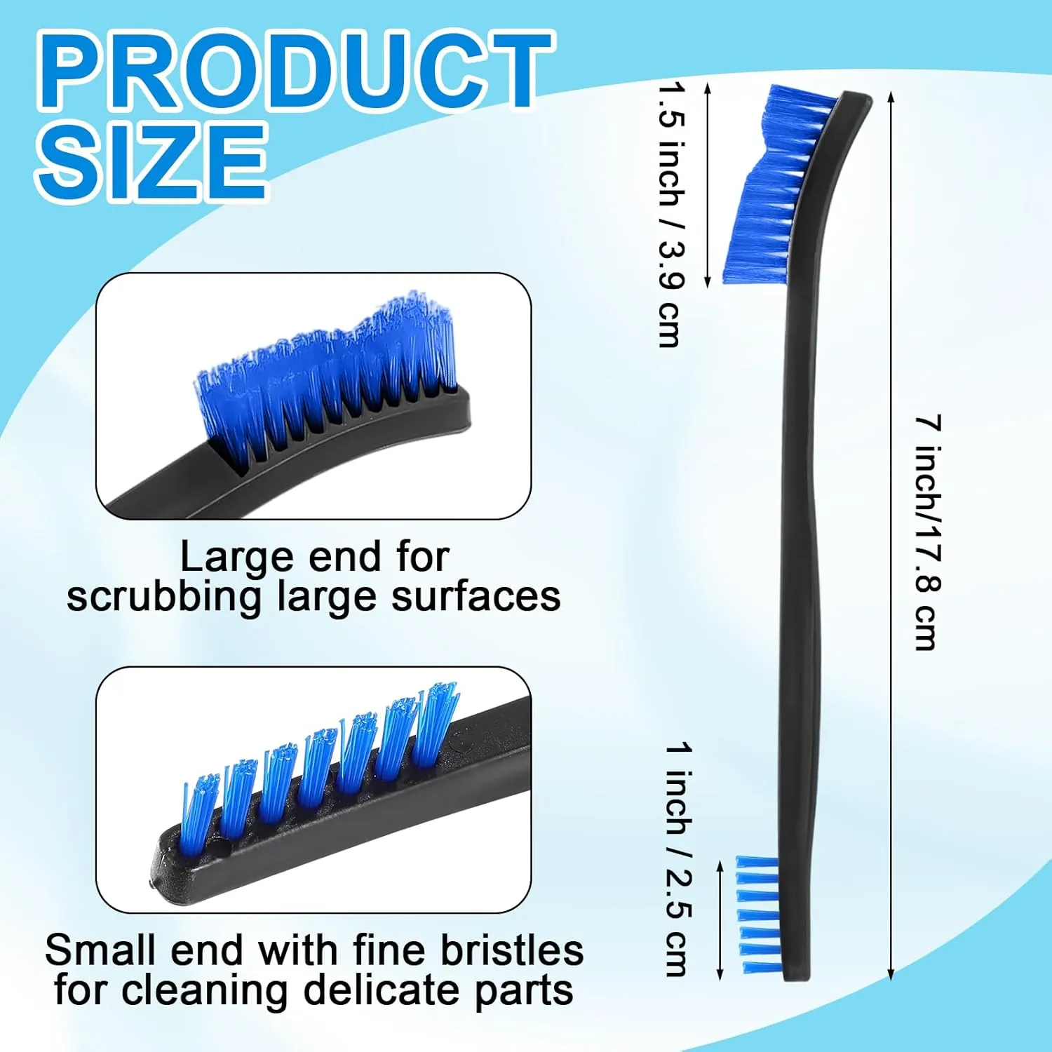 Boao 20 Packs Double-Ended Gun Cleaning Brushes 7 Inch Nylon All Purpose Cleaning Brush with Plastic Handle (Blue)