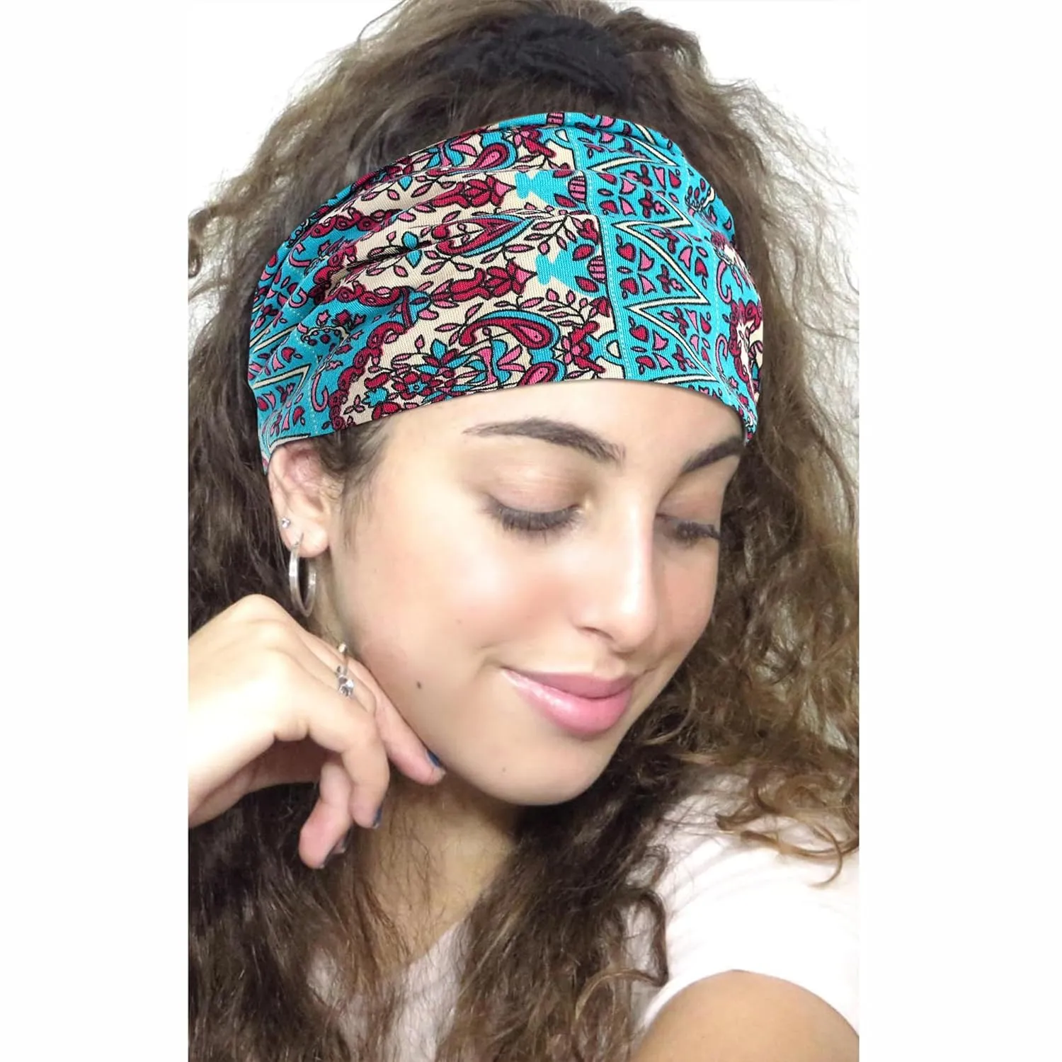 Boho Headbands For Women Wide Head Bands Non Slip Turban Knotted Headwraps African Fashion Sweatbands Workout Bandana Headband Stretchy Scarf Hairband for Women's Hair 6 Pack