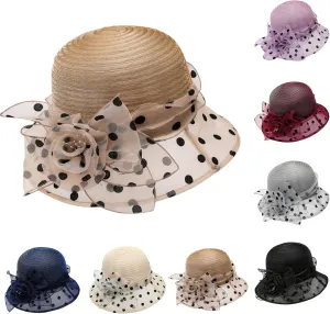 Bowler Fedora Hats for Women 1920s Cloche Hat with Flower Knot, 1920s Cloche Bowler Hat with Flower Cloche Hat