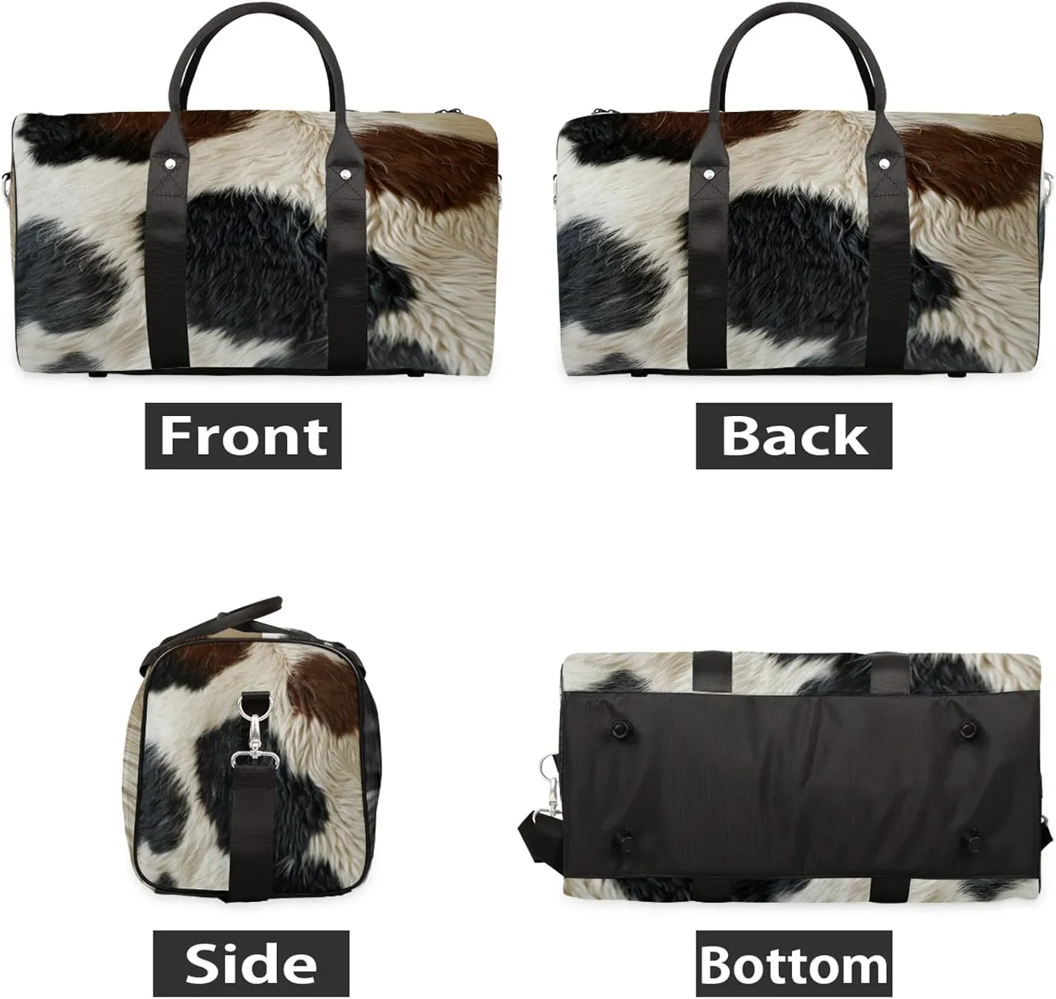 Brown Cow Pattern Travel Bag for Men Women, Gym Duffle Bags for Travel, Carry On Luggage Bag, Weekender Overnight Workout Bags