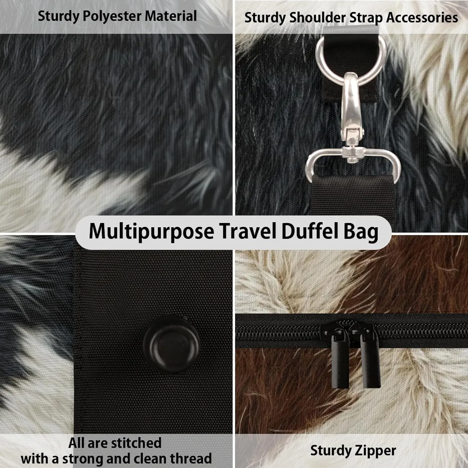 Brown Cow Pattern Travel Bag for Men Women, Gym Duffle Bags for Travel, Carry On Luggage Bag, Weekender Overnight Workout Bags