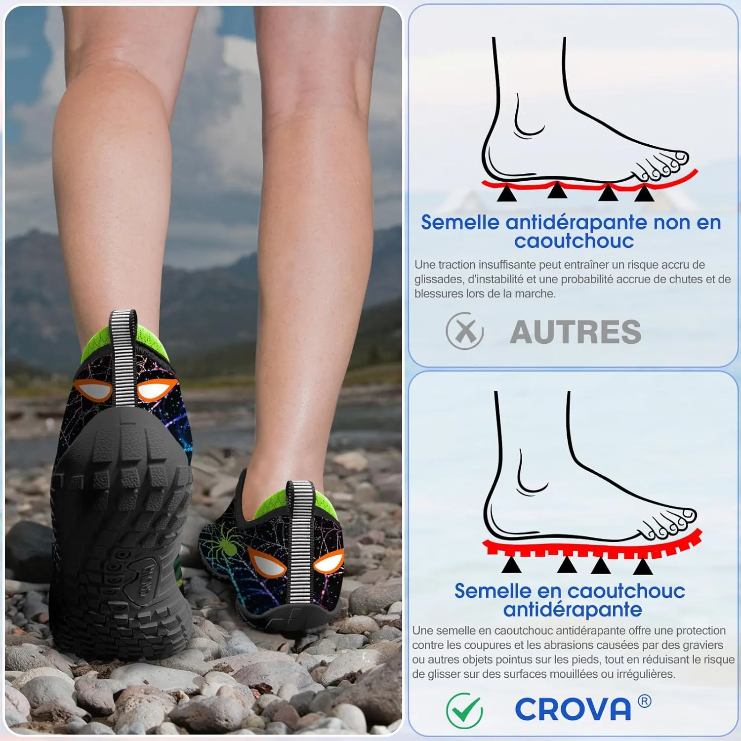 Built-in Heel Grips Water Shoes for Kids Girls Boys Hiking Wide Barefoot Swim Beach Pool Big Kid