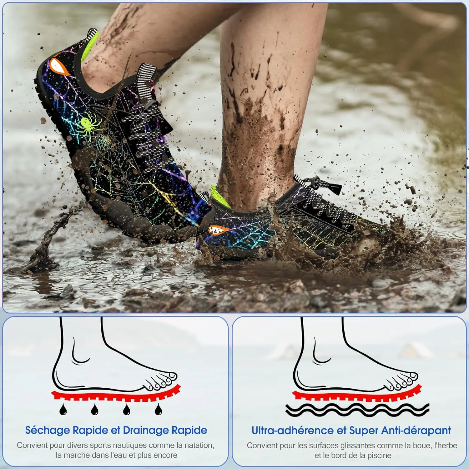 Built-in Heel Grips Water Shoes for Kids Girls Boys Hiking Wide Barefoot Swim Beach Pool Big Kid