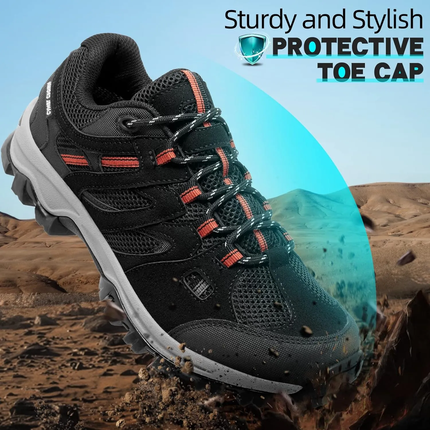 CAMELSPORTS Mens Hiking Shoes Low Top Walking Hiking Shoes for Men Outdoor Ankle Support Breathable Trekking Trails Shoes Hiking Sneakers Mens
