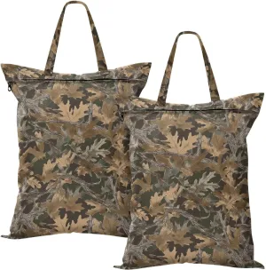 Camouflage with Oak Leaves Laundry Travel Bag Waterproof Wet Bags For Yoga Workout 2 PCS Dirty Clothes Traveling Bag With Handle