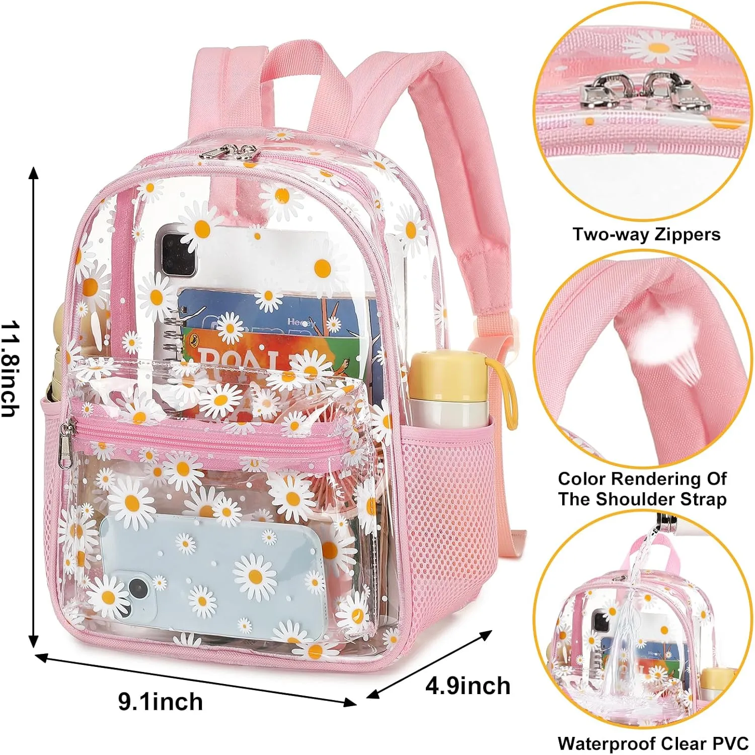 CAMTOP Clear Backpack for Stadium Events Approved 12x6x12 Small Clear Bag Mini Backpacks Purse for festival Concert Work