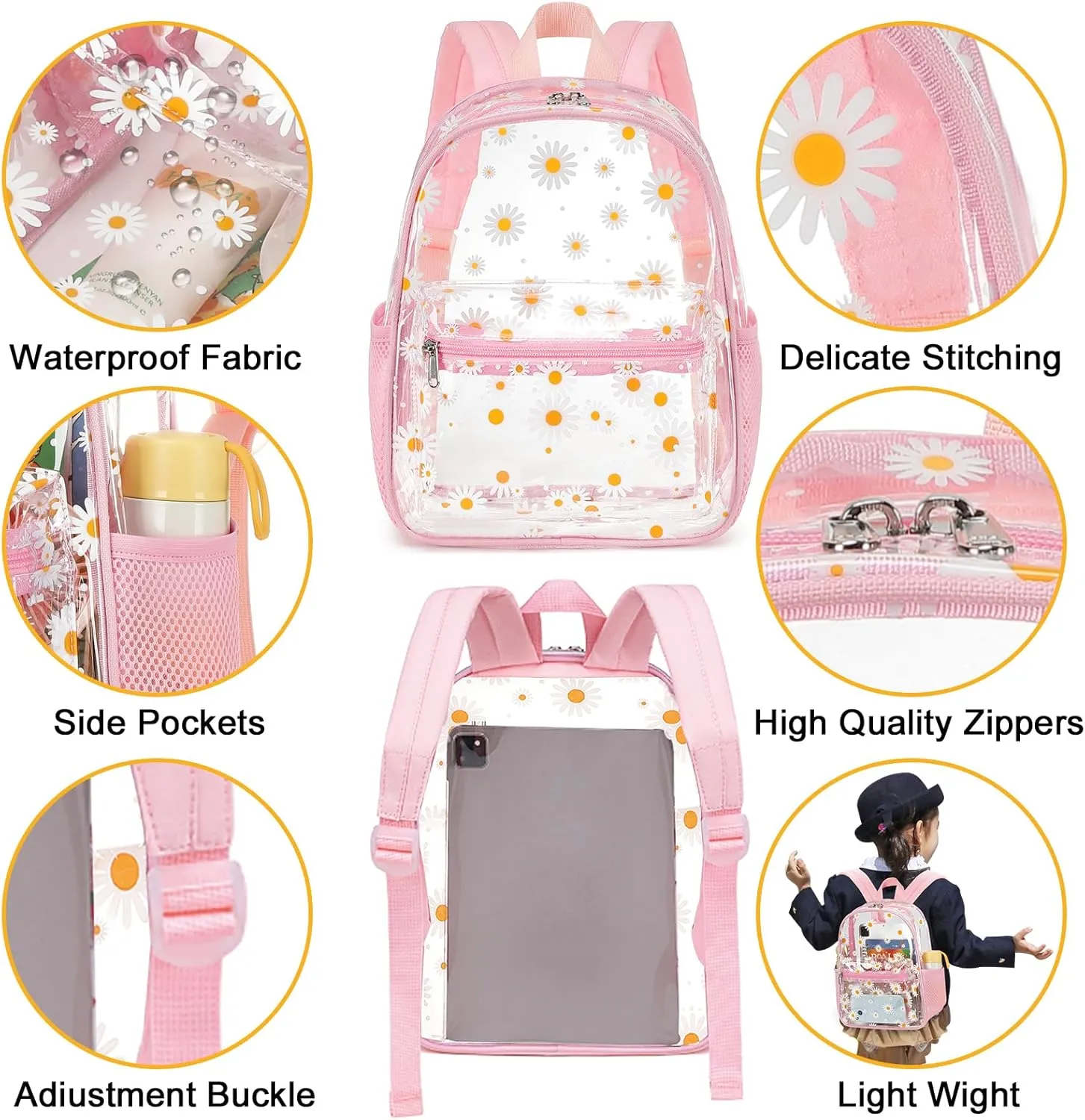 CAMTOP Clear Backpack for Stadium Events Approved 12x6x12 Small Clear Bag Mini Backpacks Purse for festival Concert Work