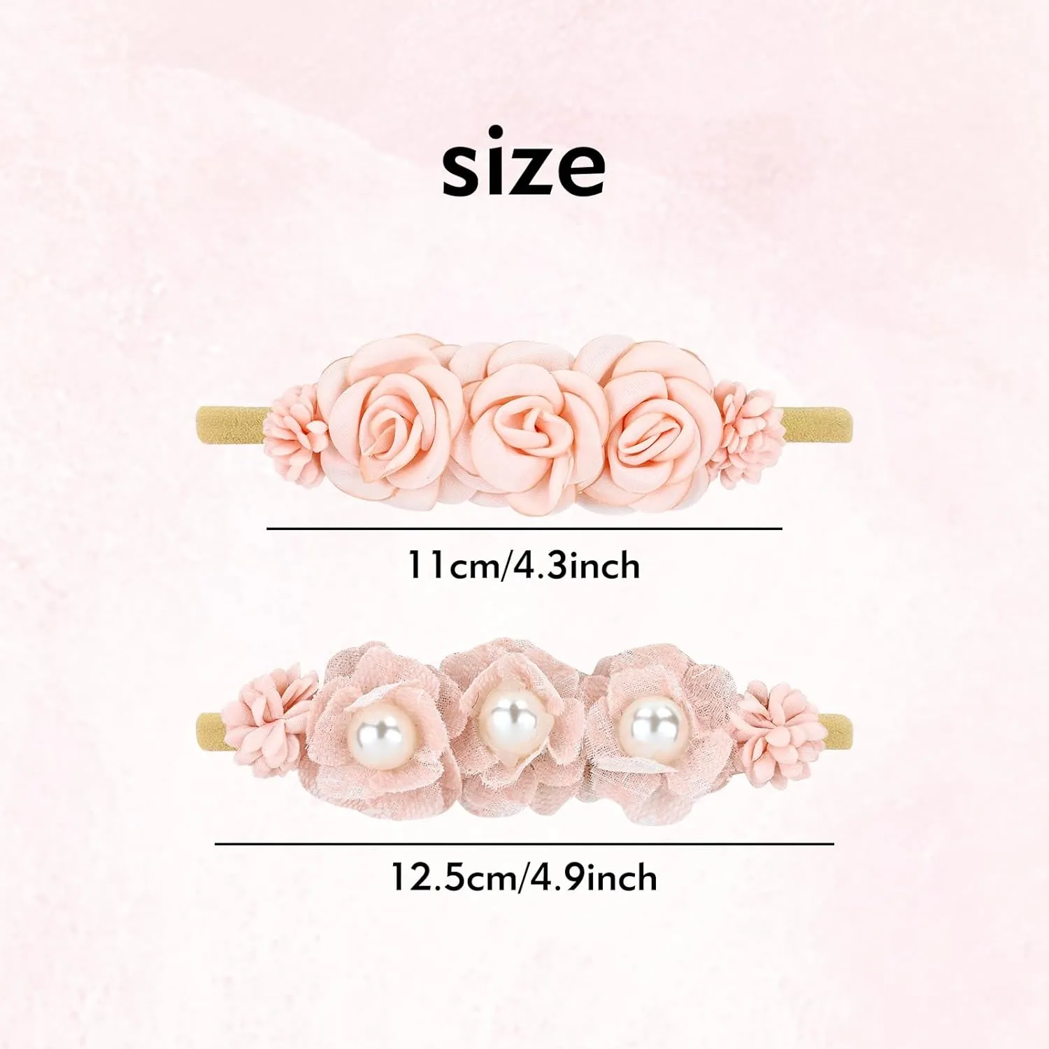 Cinaci 5 Pack Delicate Floral Flower Nylon Headbands Hair Bands Accessories for Baby Girls Newborns Infants Toddlers Kids (5 Pack S10)