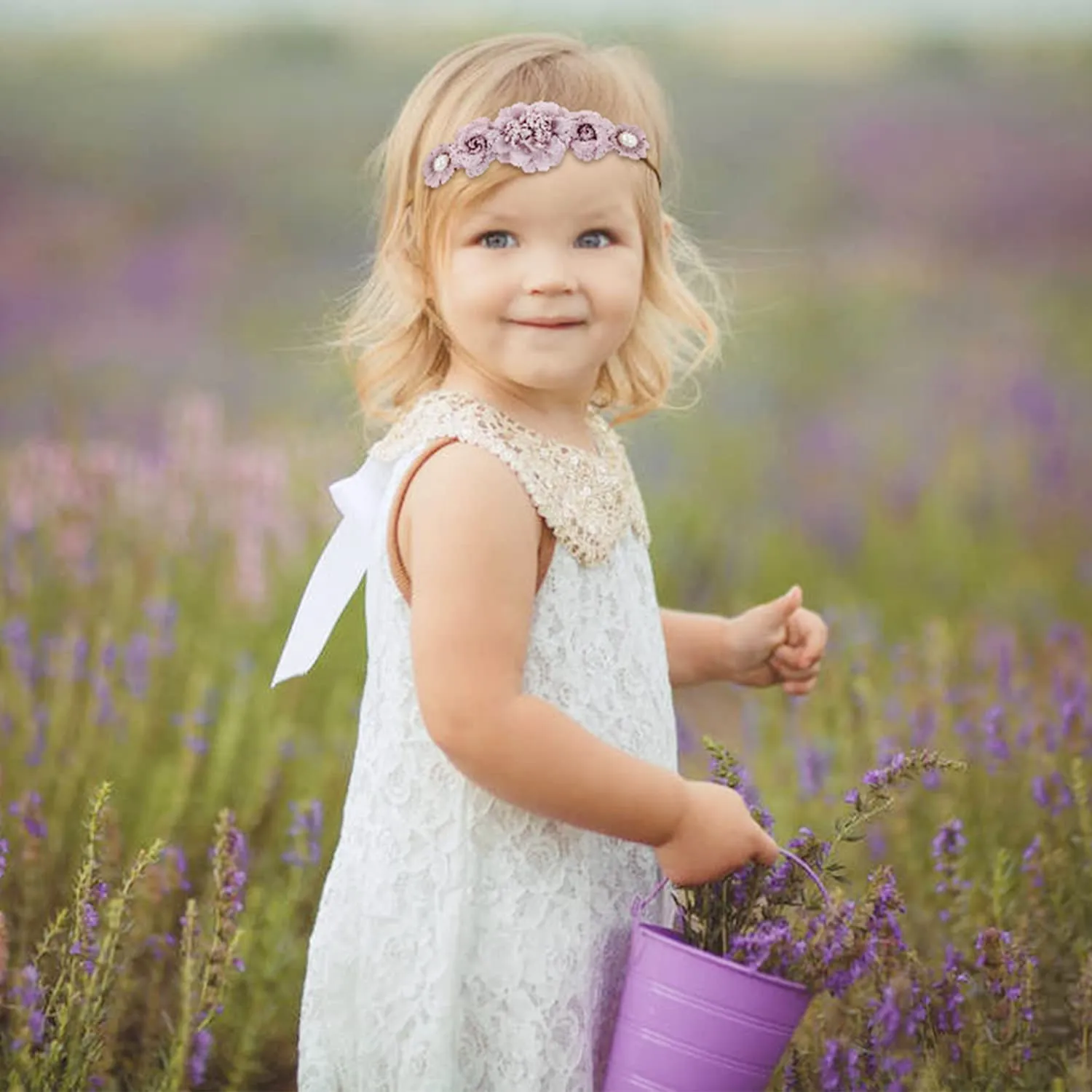 Cinaci 5 Pack Delicate Floral Flower Nylon Headbands Hair Bands Accessories for Baby Girls Newborns Infants Toddlers Kids (5 Pack S4)