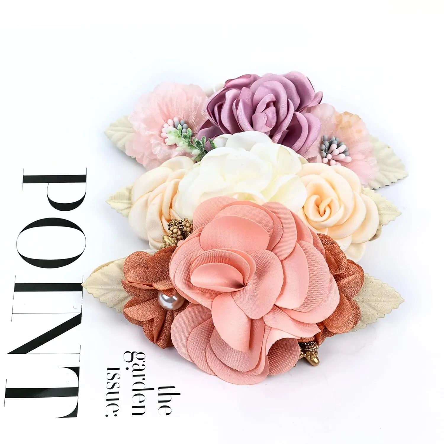 Cinaci 5 Pieces Super Stretchy Soft Nylon Flower Headbands Pearl Floral Tiaras Crowns Hairbands Hair Accessories for Baby Girls Newborns Infants Toddlers Kids