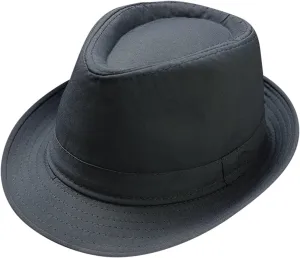 Classic Fedoras Hats Cap for Men Women Short Brim Panama Jazz Hat Costume Accessories,Black