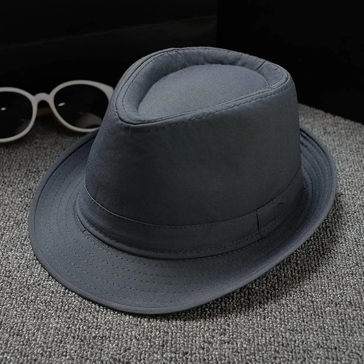 Classic Fedoras Hats Cap for Men Women Short Brim Panama Jazz Hat Costume Accessories,Black