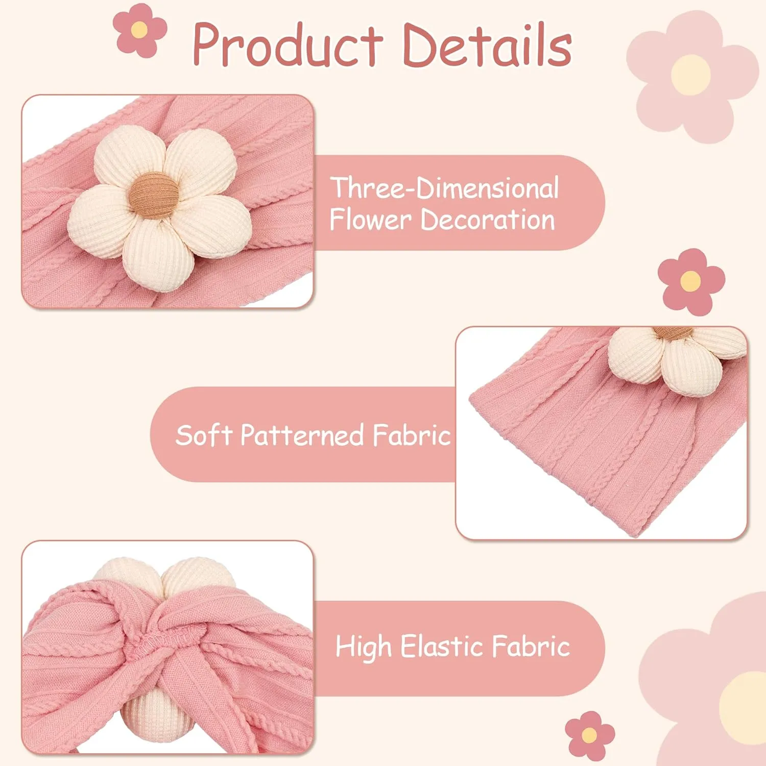 CLLOT 5 Pcs Baby Flower Headbands Baby Girls Nylon Headbands Soft Hairbands Hair Accessories for Newborn Infant Toddler Kids