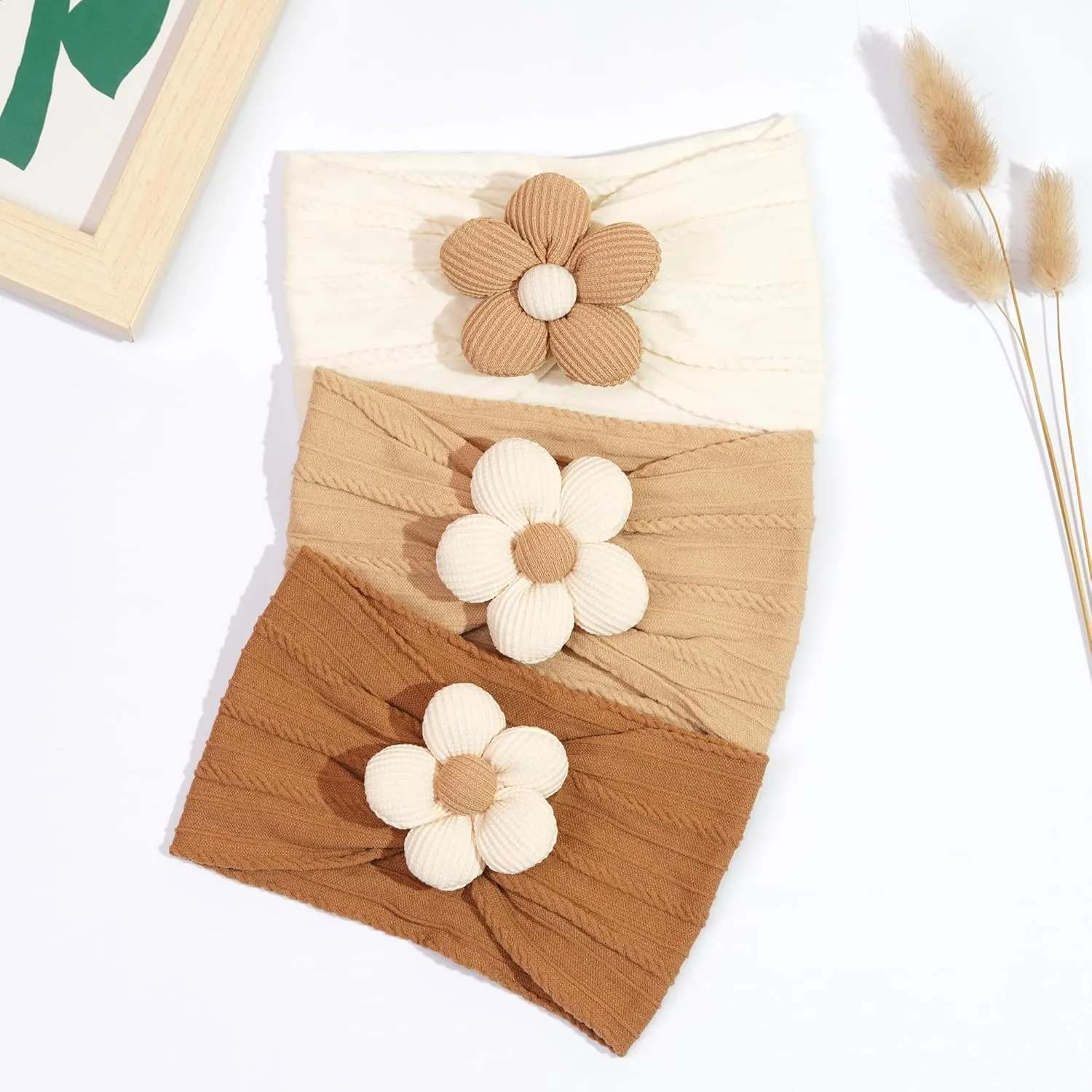 CLLOT 5 Pcs Baby Flower Headbands Baby Girls Nylon Headbands Soft Hairbands Hair Accessories for Newborn Infant Toddler Kids