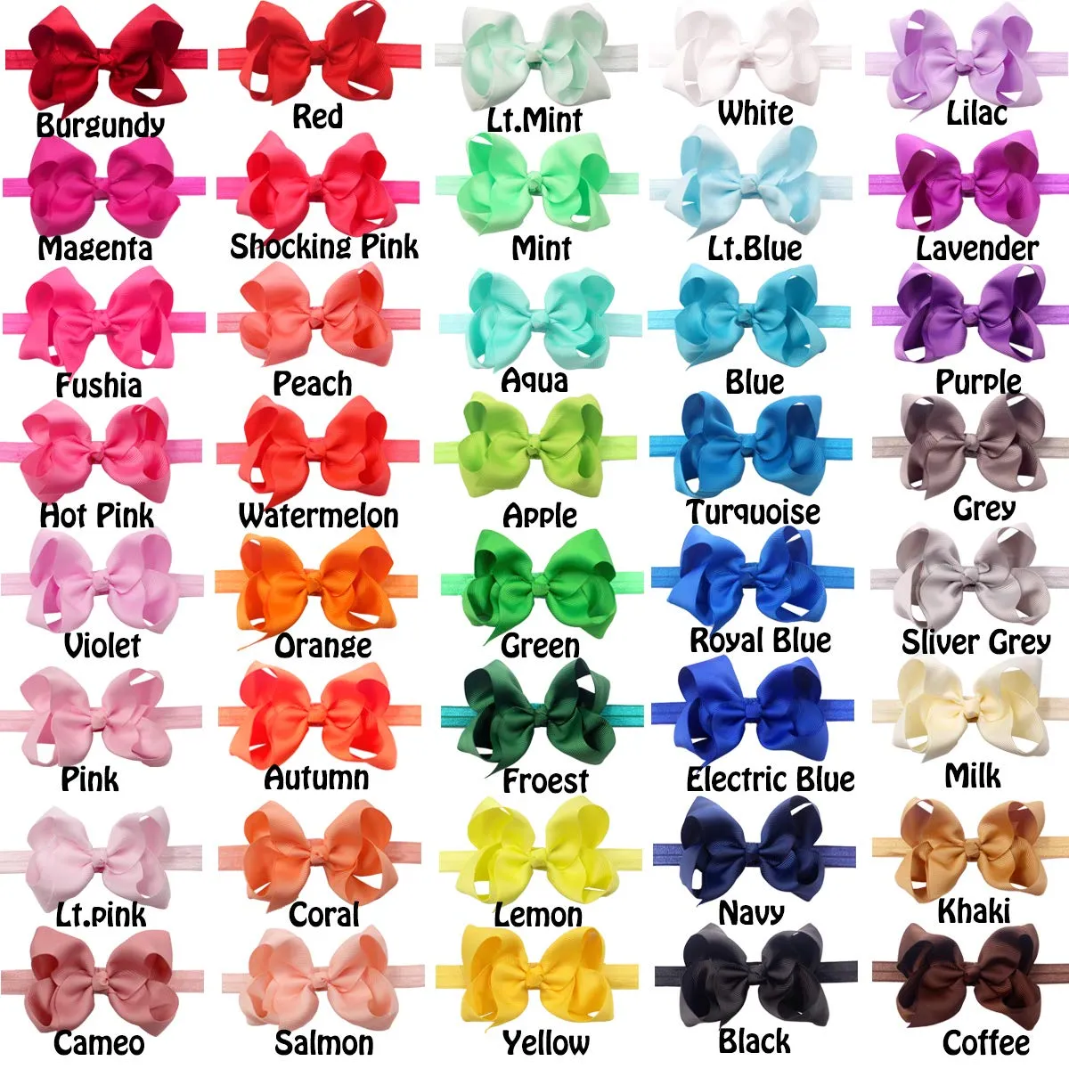 CLLOT Baby Girls Headbands Grosgrain Ribbon 4.5" Hair Bows Headband Big Bow Hair Bands for Toddler Pack of 40