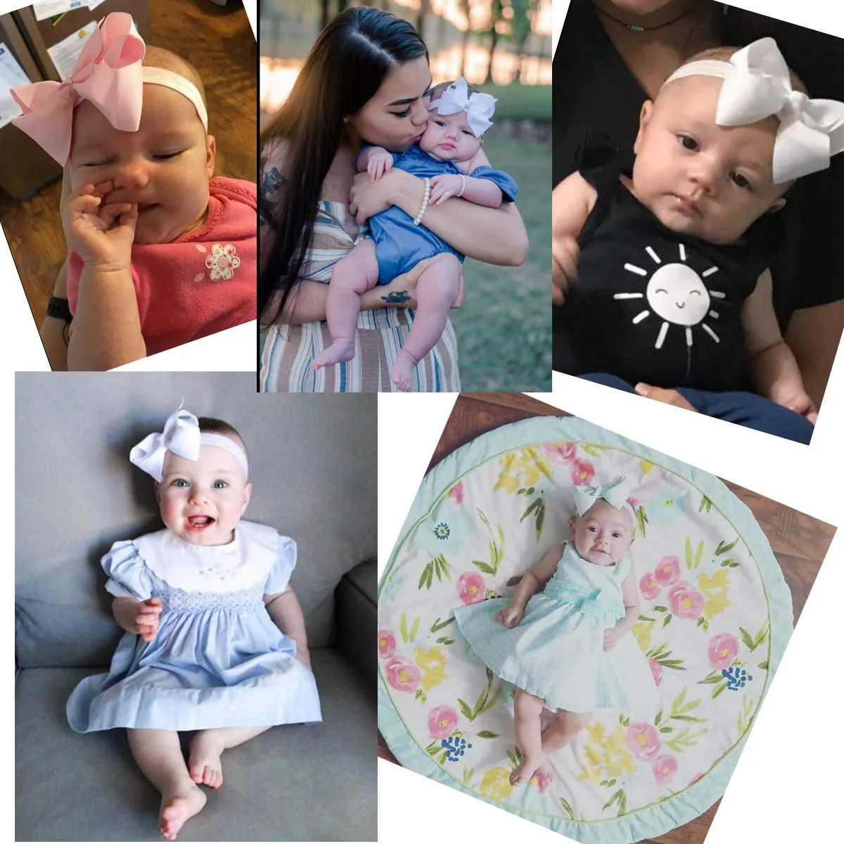 CLLOT Baby Girls Headbands Grosgrain Ribbon 4.5" Hair Bows Headband Big Bow Hair Bands for Toddler Pack of 40