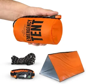 CloudTen Emergency Tent: Lightweight 2 Person Survival Tent with Multi-Function Paracord Bracelets - Essential Survival Gear & Bug Out Bag Items for Preppers, Hikers, Survivalists, Campers, Boy Scouts