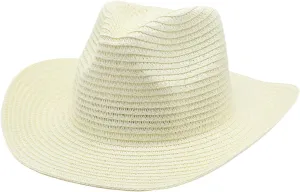 Cowboy Straw Hat for Women and Men Wide Brim Western Beach Panama Sun Hat Shapeable Trendy Fedora Cowgirl Hats