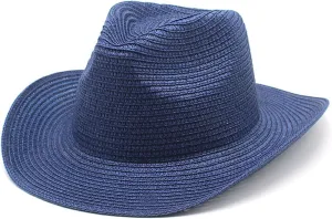 Cowboy Straw Hat for Women and Men Wide Brim Western Beach Panama Sun Hat Shapeable Trendy Fedora Cowgirl Hats