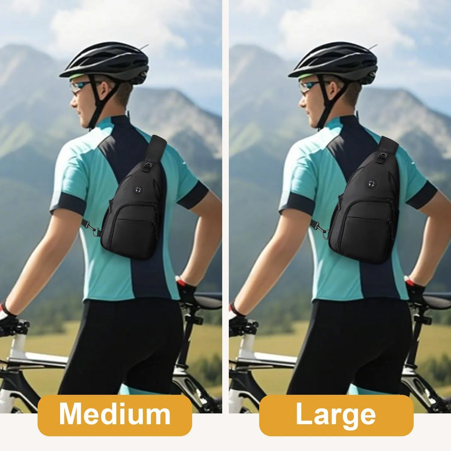 Crossbody Bags for Women Man Waterproof Sling Bag Backpack Trendy Casual Cross Body Bag with Convertible Shoulder Strap Chest Bag for Camping Hiking Travel Essentials (Black, Medium)