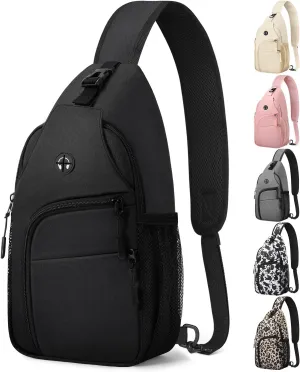 Crossbody Bags for Women Man Waterproof Sling Bag Backpack Trendy Casual Cross Body Bag with Convertible Shoulder Strap Chest Bag for Camping Hiking Travel Essentials (Black, Medium)