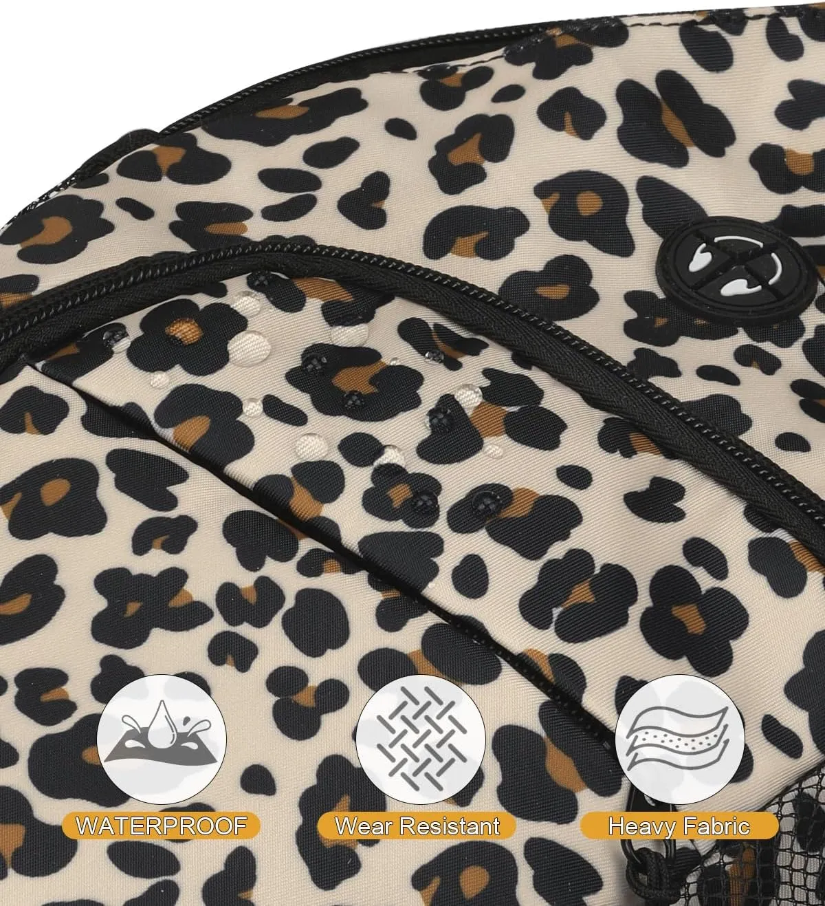 Crossbody Bags for Women Man Waterproof Sling Bag Backpack Trendy Casual Cross Body Bag with Convertible Shoulder Strap Chest Bag for Camping Hiking Travel Essentials (Leopard, Medium)