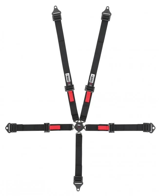 Crow 2" Kam Lock Jr. Dragster Harness - Black Hardware - SFI 16.2 - Red