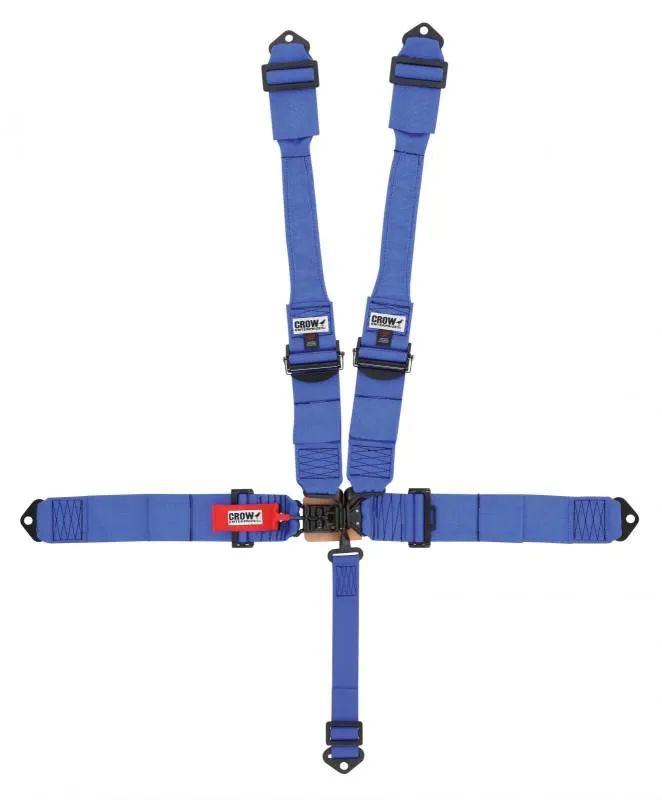 Crow 5-Way PRO Series 3" Latch & Link w/ Dog Bone Harness & Black Aluminum Pro Adjusters - Black Hardware - Blue