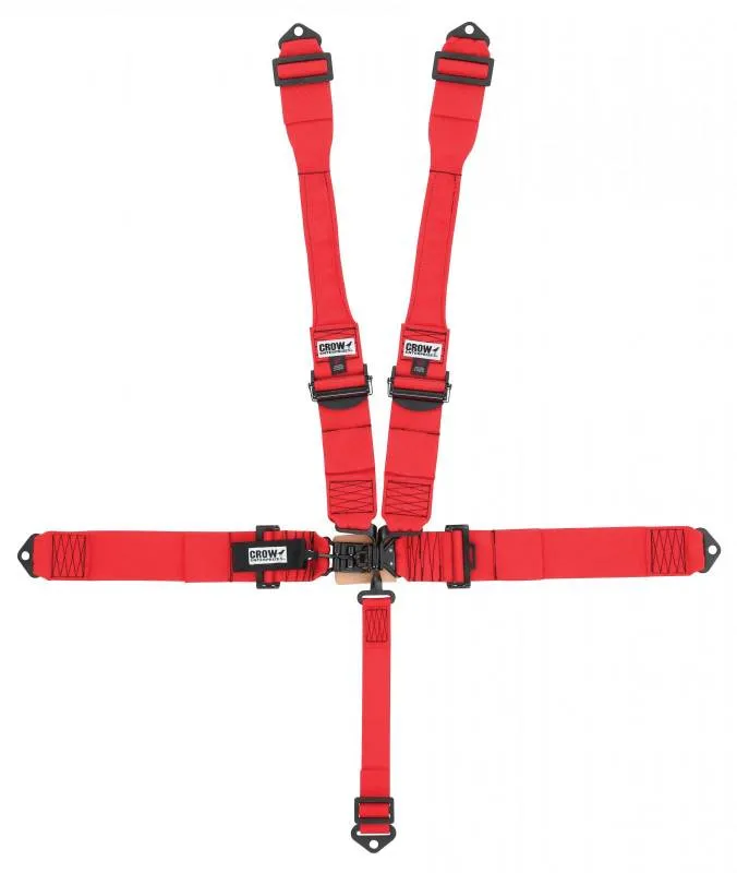 Crow 5-Way PRO Series 3" Latch & Link w/ Dog Bone Harness & Black Aluminum Pro Adjusters - Black Hardware - Red