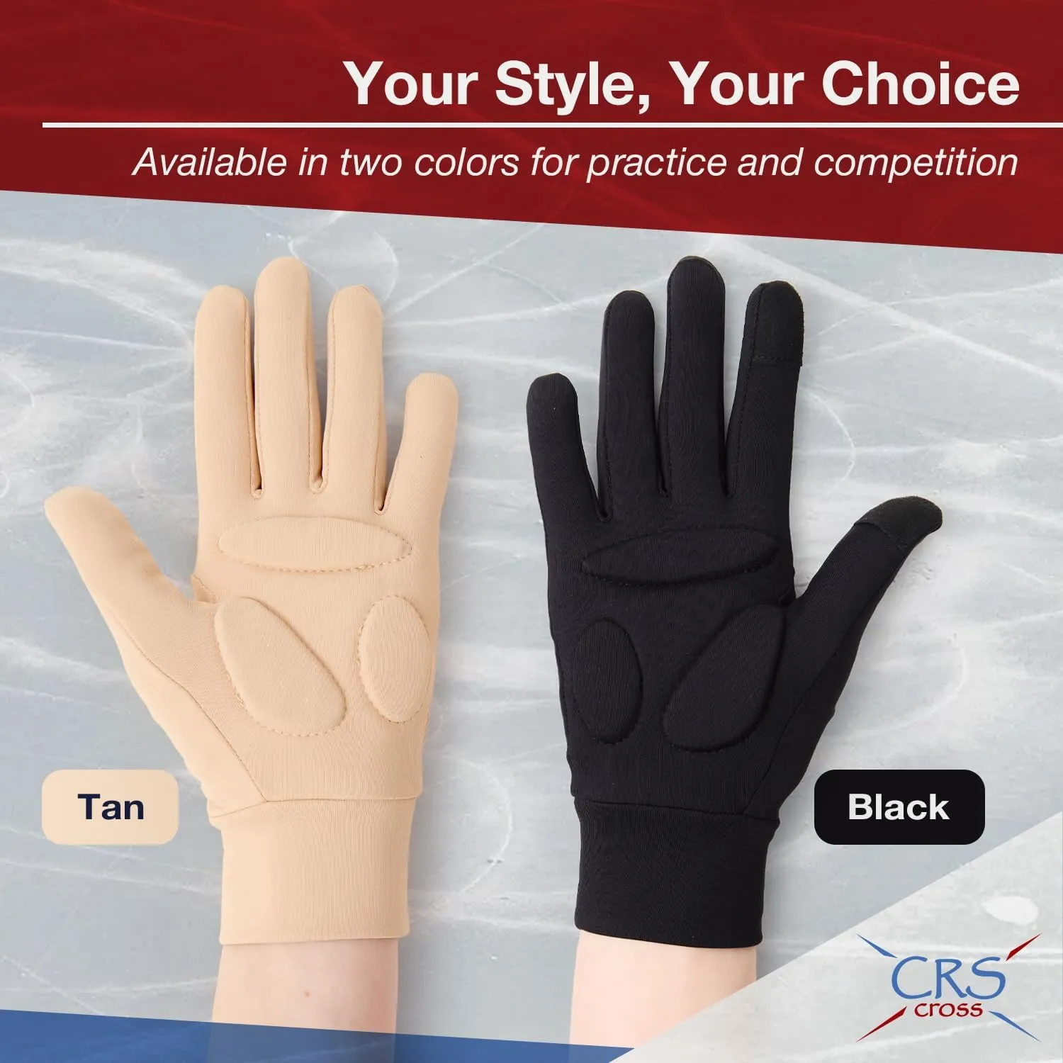 CRS Cross Padded Ice Skating Gloves. Warm Padded Protection for Figure Skating, Dance, Roller Skaters and Cheerleading. Available in Both Youth and Adult Sizes.