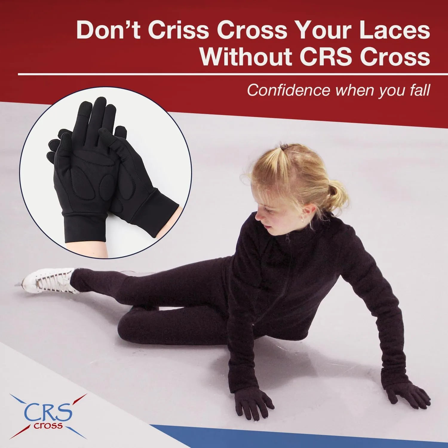 CRS Cross Padded Ice Skating Gloves. Warm Padded Protection for Figure Skating, Dance, Roller Skaters and Cheerleading. Available in Both Youth and Adult Sizes.