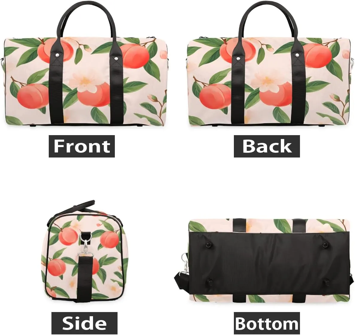 Cute Peaches Foldable Lightweight Duffle Bag for Travel - Waterproof Carry On Bags for Airplanes, Travel Duffel Bags for Gym, Weekend