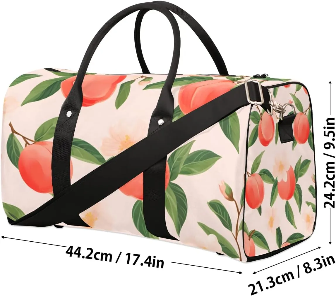 Cute Peaches Foldable Lightweight Duffle Bag for Travel - Waterproof Carry On Bags for Airplanes, Travel Duffel Bags for Gym, Weekend