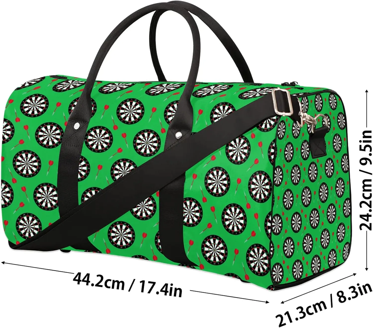 Dart Board Travel Duffle Bag, Weekender Bags for Women Men Green Carry on Overnight Bag Waterproof Gym Bags, Hospital Bag for Labor and Delivery