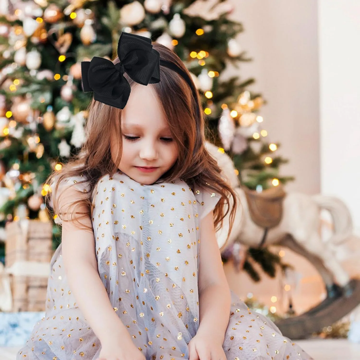 Double-Layered Cute Bow Headbands for Girls & Toddlers  Multicolor, Stylish & ComfortableBlack
