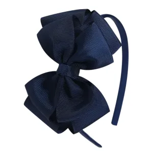 Double-Layered Cute Bow Headbands for Girls & Toddlers  Multicolor, Stylish & ComfortableNavy Blue