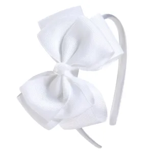 Double-Layered Cute Bow Headbands for Girls & Toddlers  Multicolor, Stylish & ComfortableWhite