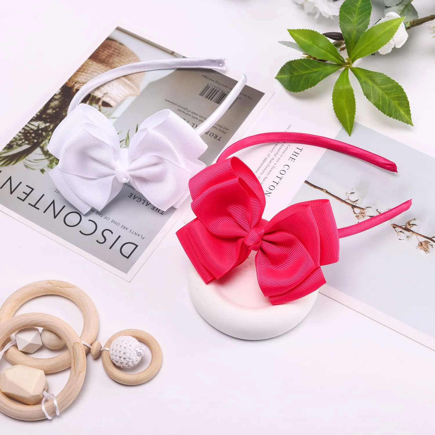 Double-Layered Cute Bow Headbands for Girls & Toddlers  Multicolor, Stylish & ComfortableWhite