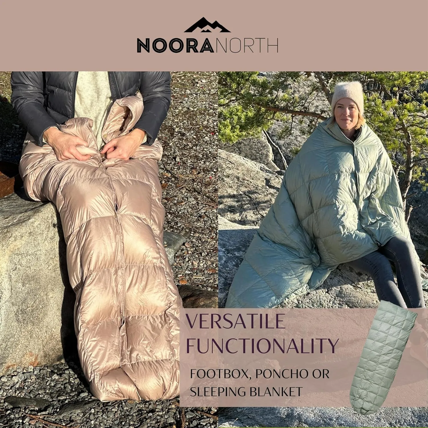 Down Camping Blanket with Footbox - Packable Warm Puffy Lightweight Camp Quilt - Water Resistant for Backpacking Hiking Travel  Compact Outdoor Throw Sleeping Blanket with Bag - 52x77