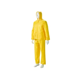 DROMEX YELLOW RUBBERIZED RAIN SUIT SIZE LARGE