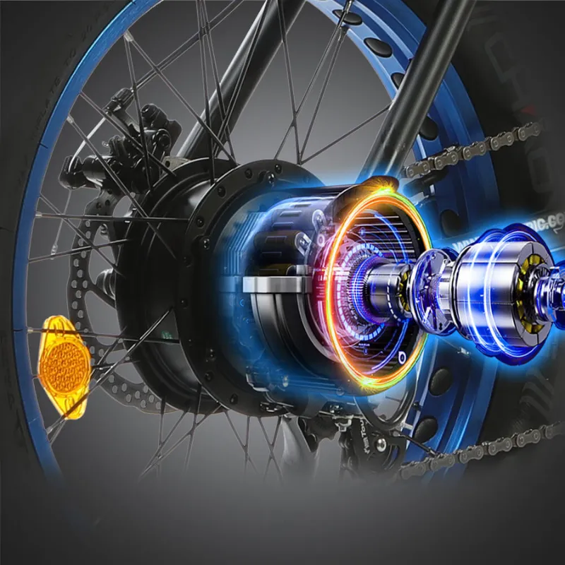 Ecotric Fat Tire Folding Electric Bike with LCD Display, 48V/12.5Ah, 500W - Black/Blue