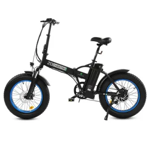Ecotric Fat Tire Folding Electric Bike with LCD Display, 48V/12.5Ah, 500W - Black/Blue